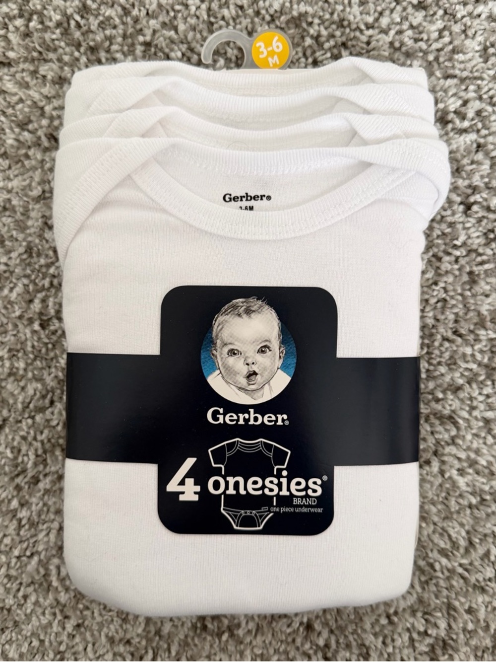 NWT Gerber White Baby Onesies, 3-6 months, 4 Pack